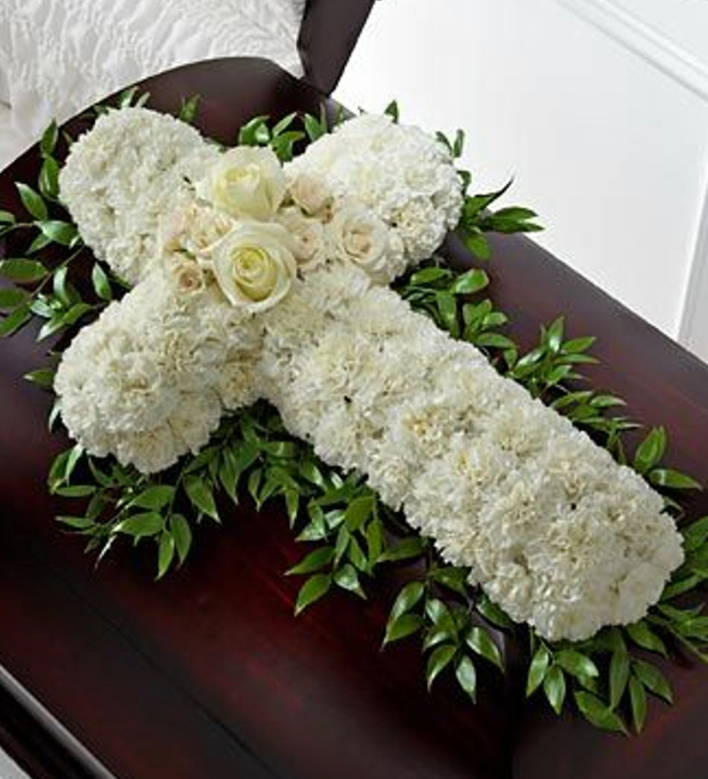 White cross casket