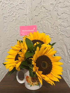 Sunflowers mug bouquet