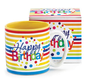 Happy birthday stripe ceramic mug