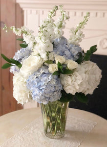Blue and white Deluxe sympathy bouquet