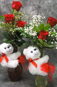 3 Red Roses + Teddy Bear 5.5”