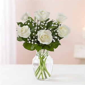 6 White Roses
