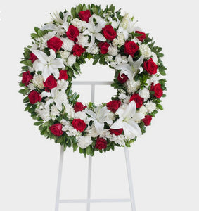 Standing wreath white and red