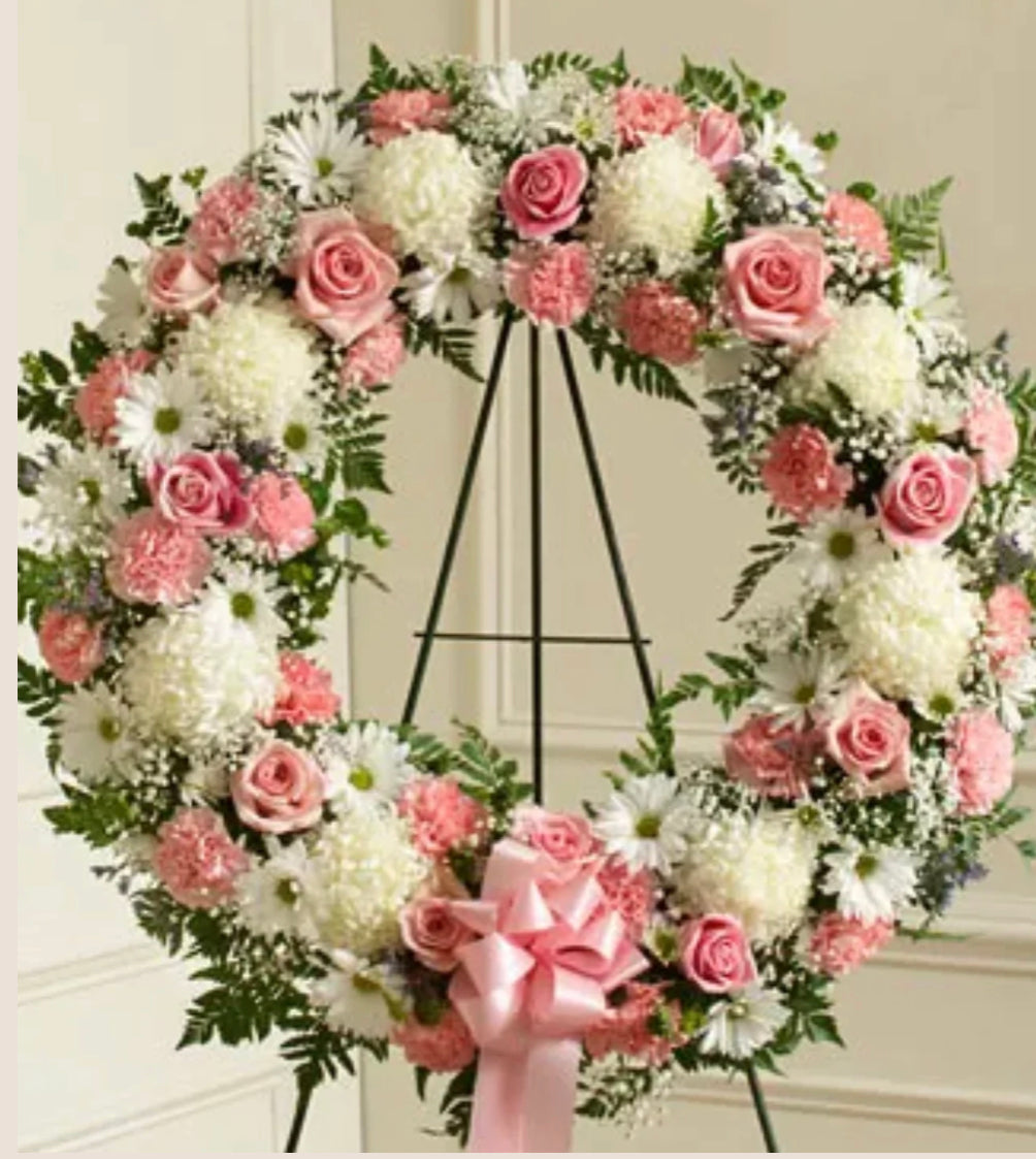 Standing wreath pink & white