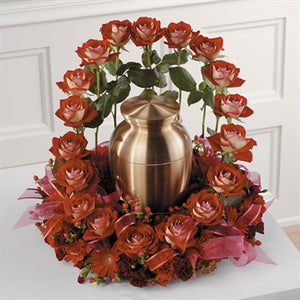 Myeasyflowers-ribbon-urn-arrangement-symphaty-GERBERA-GERBERA-GERBERA_RED-Roseae-ROSAS-ROSES_RED